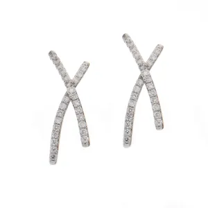 14k White Gold Diamond X Studs