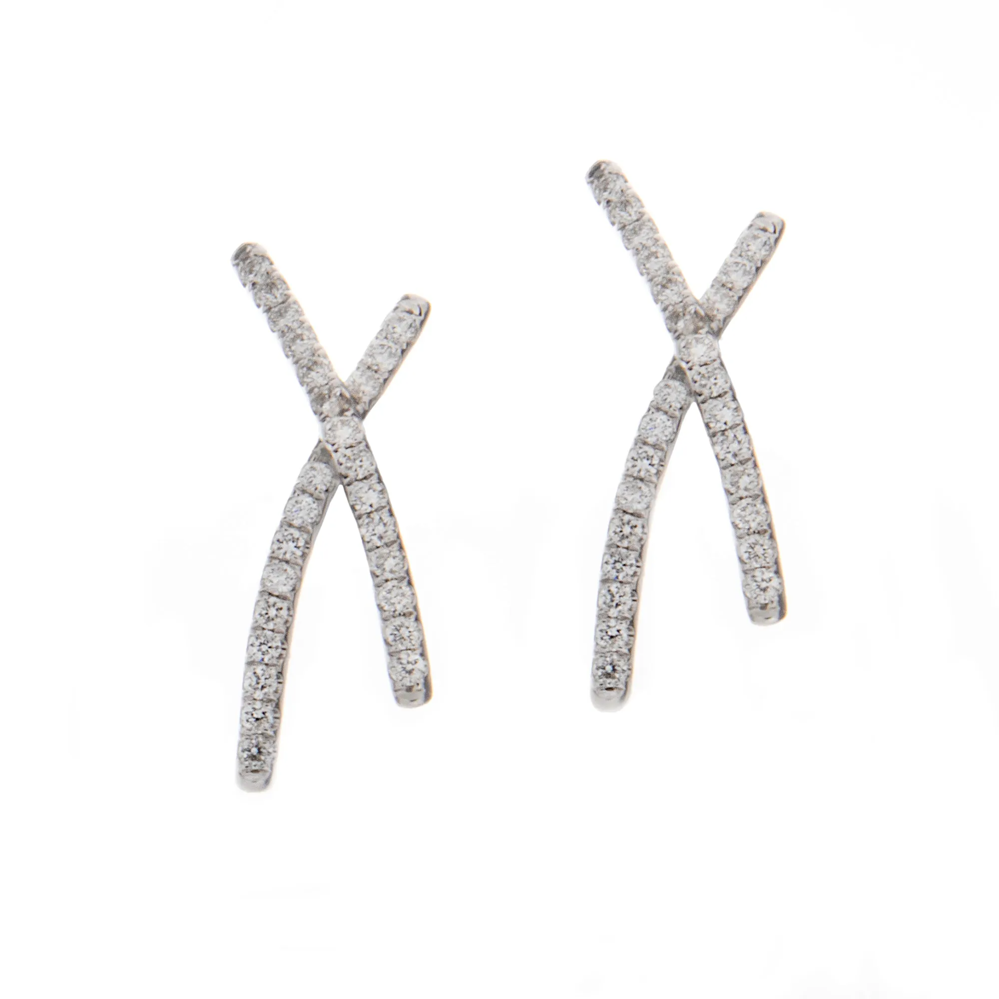 14k White Gold Diamond X Studs