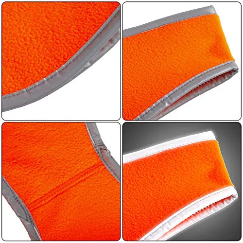 2 Pieces Ear Warmer Headband High Visibility Reflective Safety Headband Winter Running Headband Fleece Ear Covers for Girls Women Men (Fluorescent Orange)