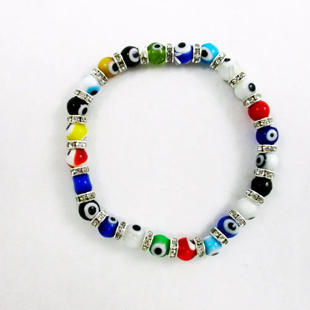 5 Pc Evil Eye Glass Beads Bracelet Colors Hamsa Lampwork 6mm Good Lucky Kabbalah