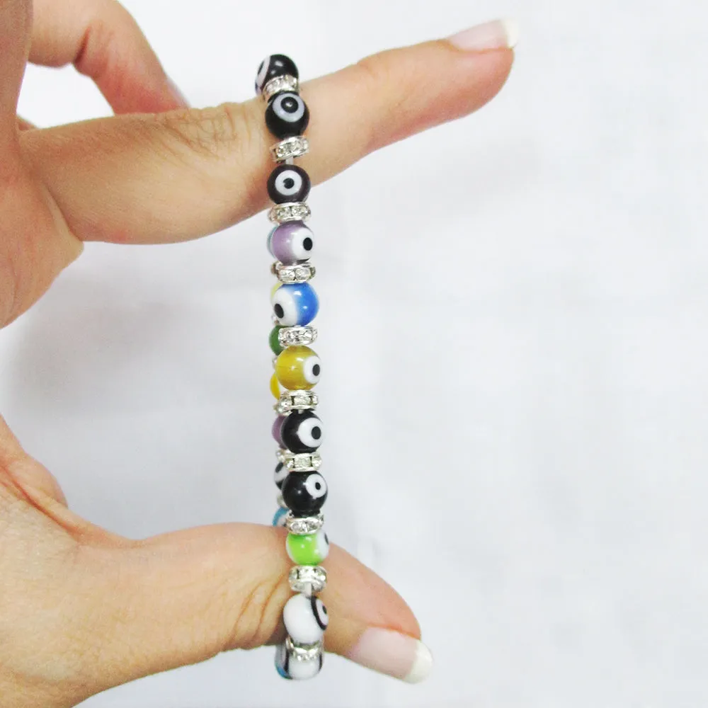 5 Pc Evil Eye Glass Beads Bracelet Colors Hamsa Lampwork 6mm Good Lucky Kabbalah