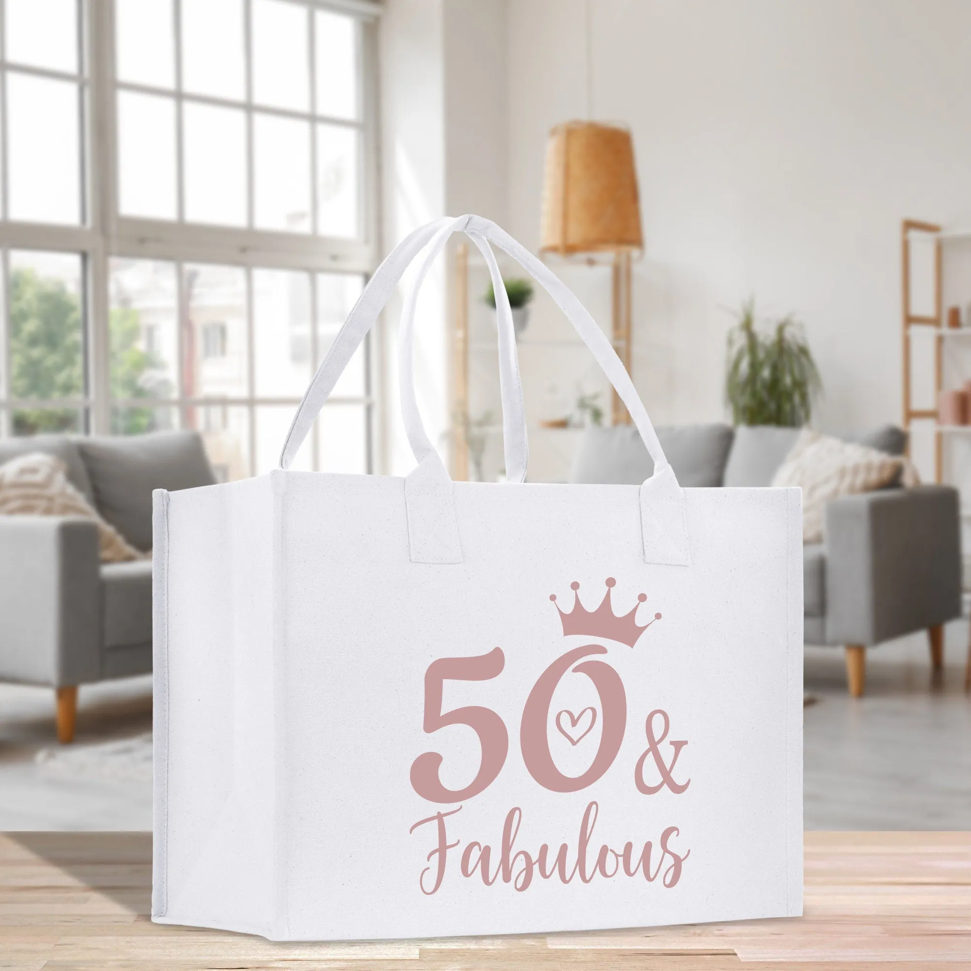 50 Fifty and Fabulous 50th Party Crew Age Birthday Cotton Canvas Tote Bag 50th Birthday Gift For Women 50th Birthday Celebration Party Gift