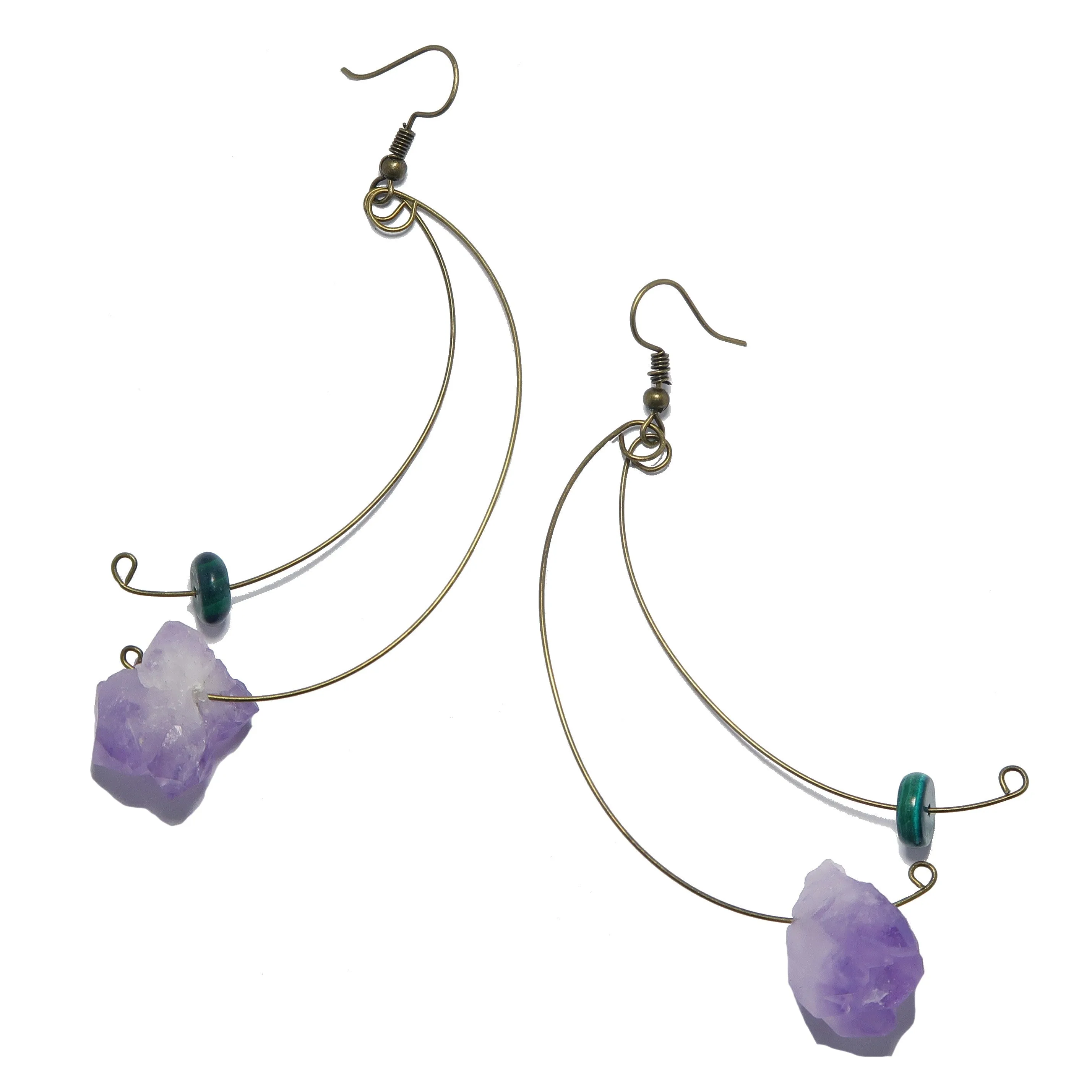Amethyst Malachite Earrings Modern Royalty Twist Points