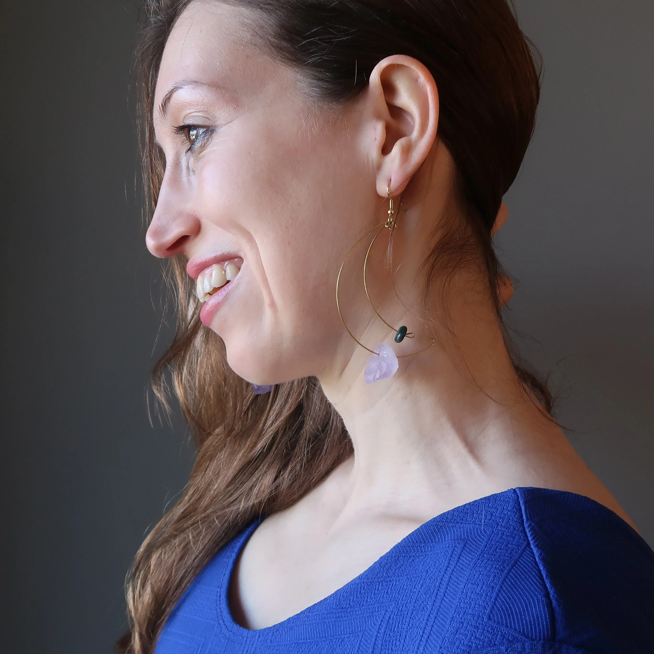 Amethyst Malachite Earrings Modern Royalty Twist Points