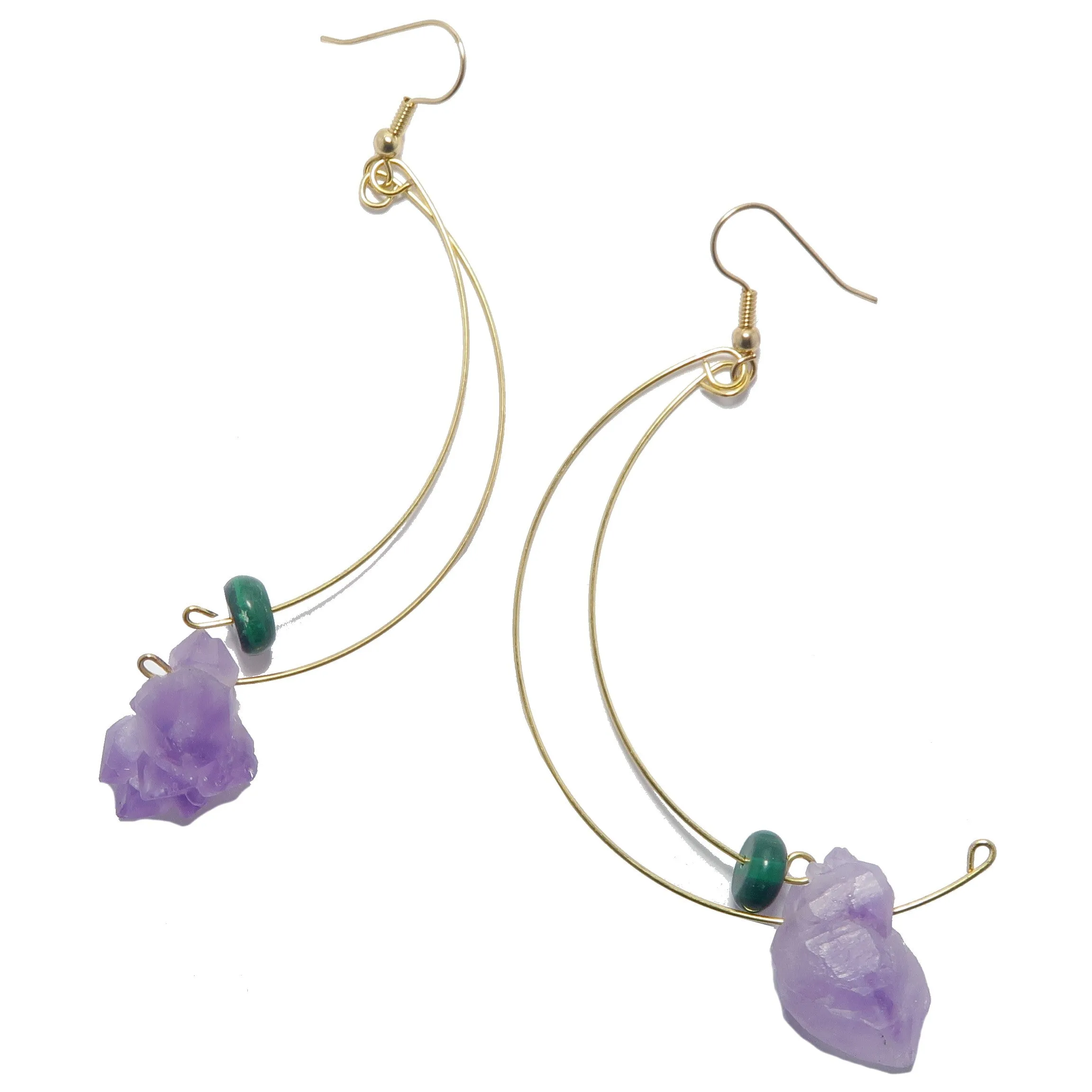 Amethyst Malachite Earrings Modern Royalty Twist Points