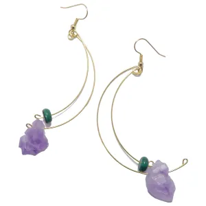 Amethyst Malachite Earrings Modern Royalty Twist Points