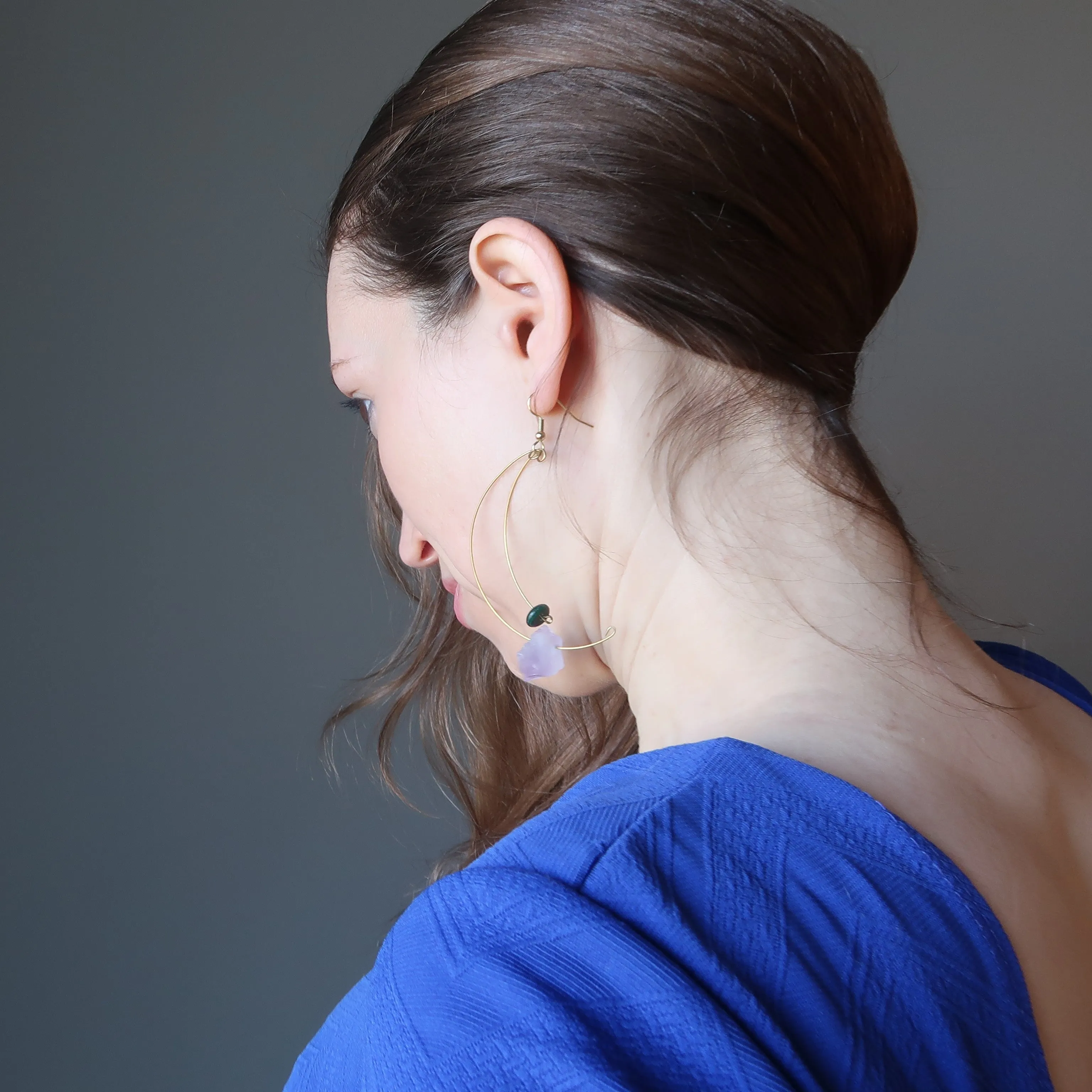 Amethyst Malachite Earrings Modern Royalty Twist Points