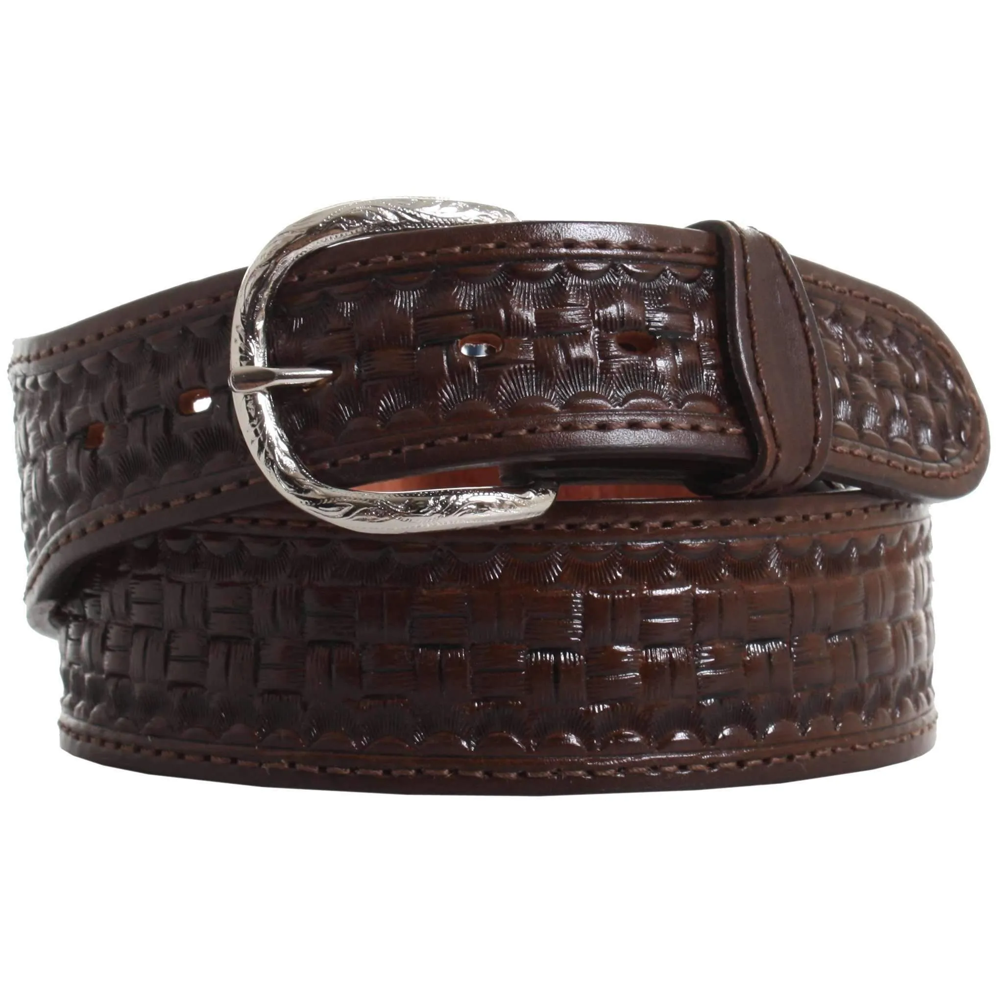 B839 - Brown Leather Tooled Belt