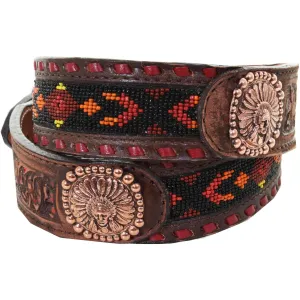 B946A - Brown Vintage Beaded Belt