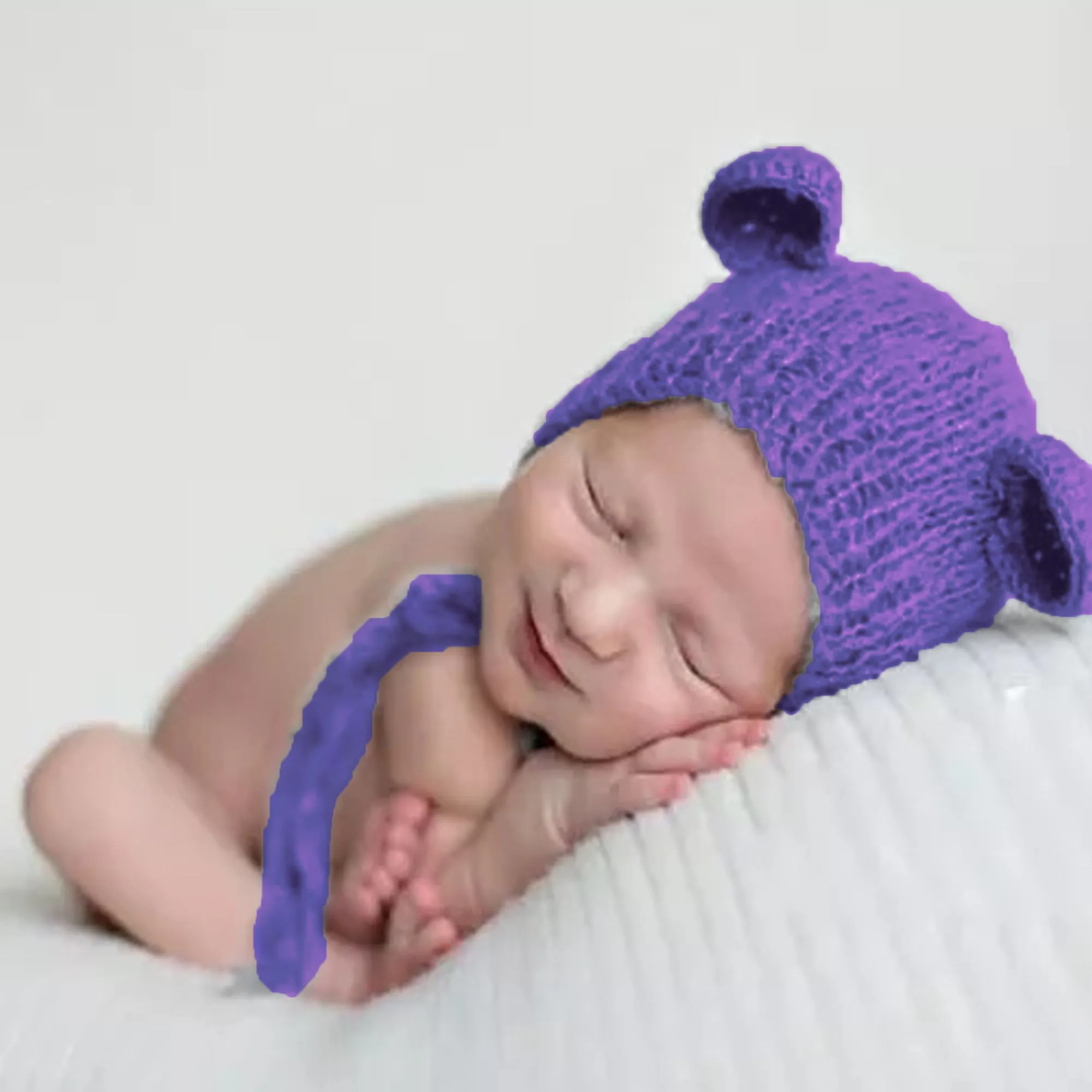 Babymoon Knitted Mohair Baby Hat Cap | Baby Photoshoot Props | 0-3 Months | Purple