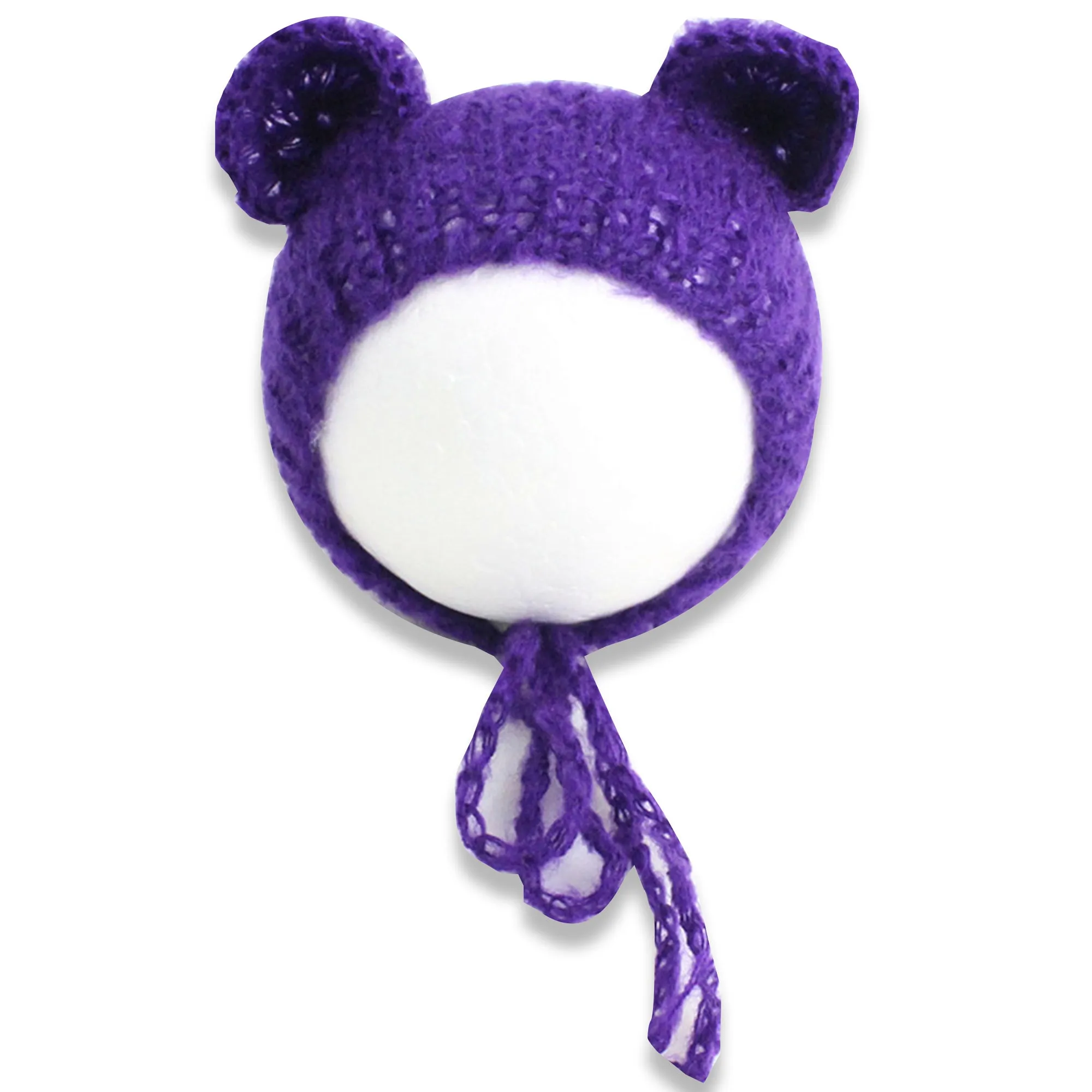 Babymoon Knitted Mohair Baby Hat Cap | Baby Photoshoot Props | 0-3 Months | Purple