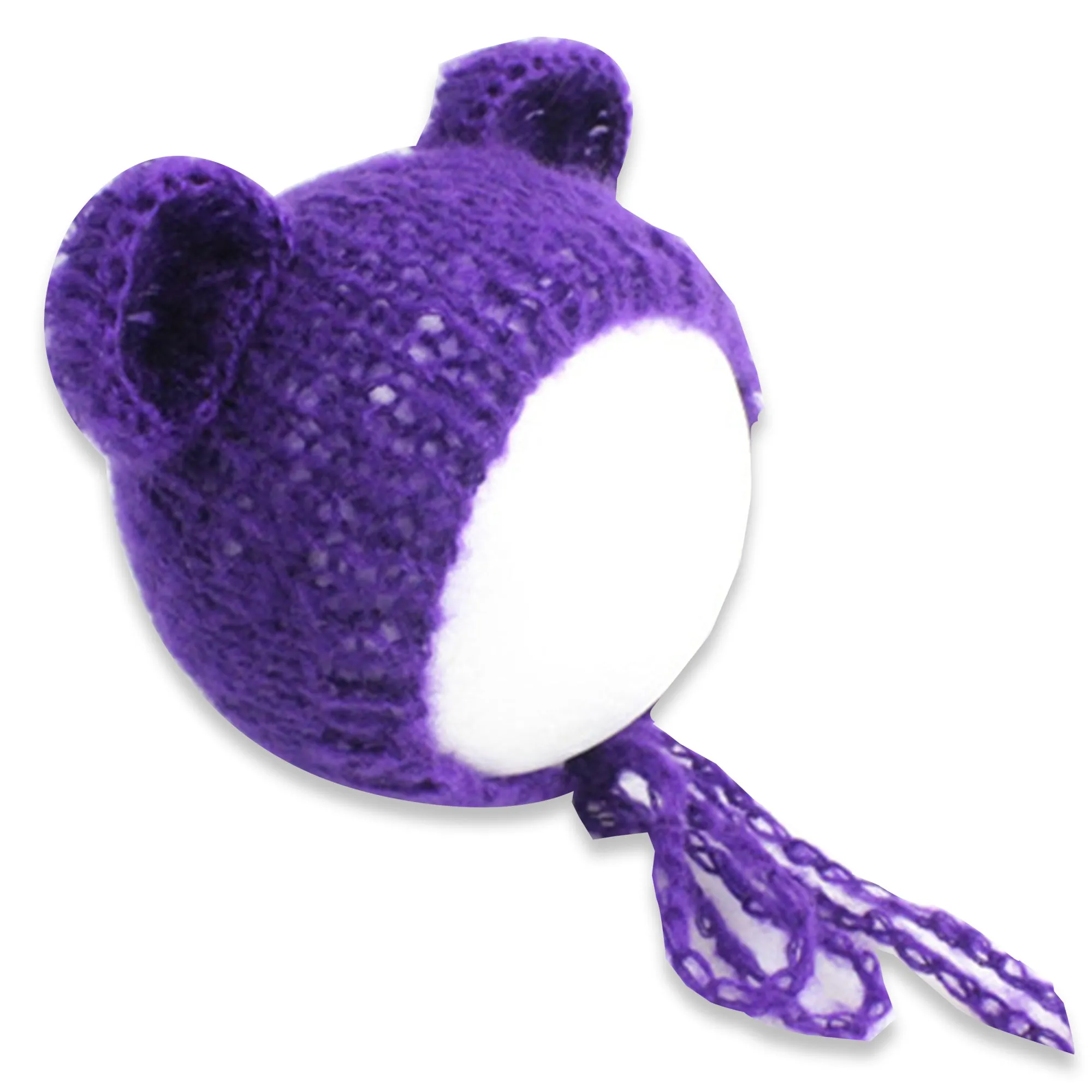 Babymoon Knitted Mohair Baby Hat Cap | Baby Photoshoot Props | 0-3 Months | Purple