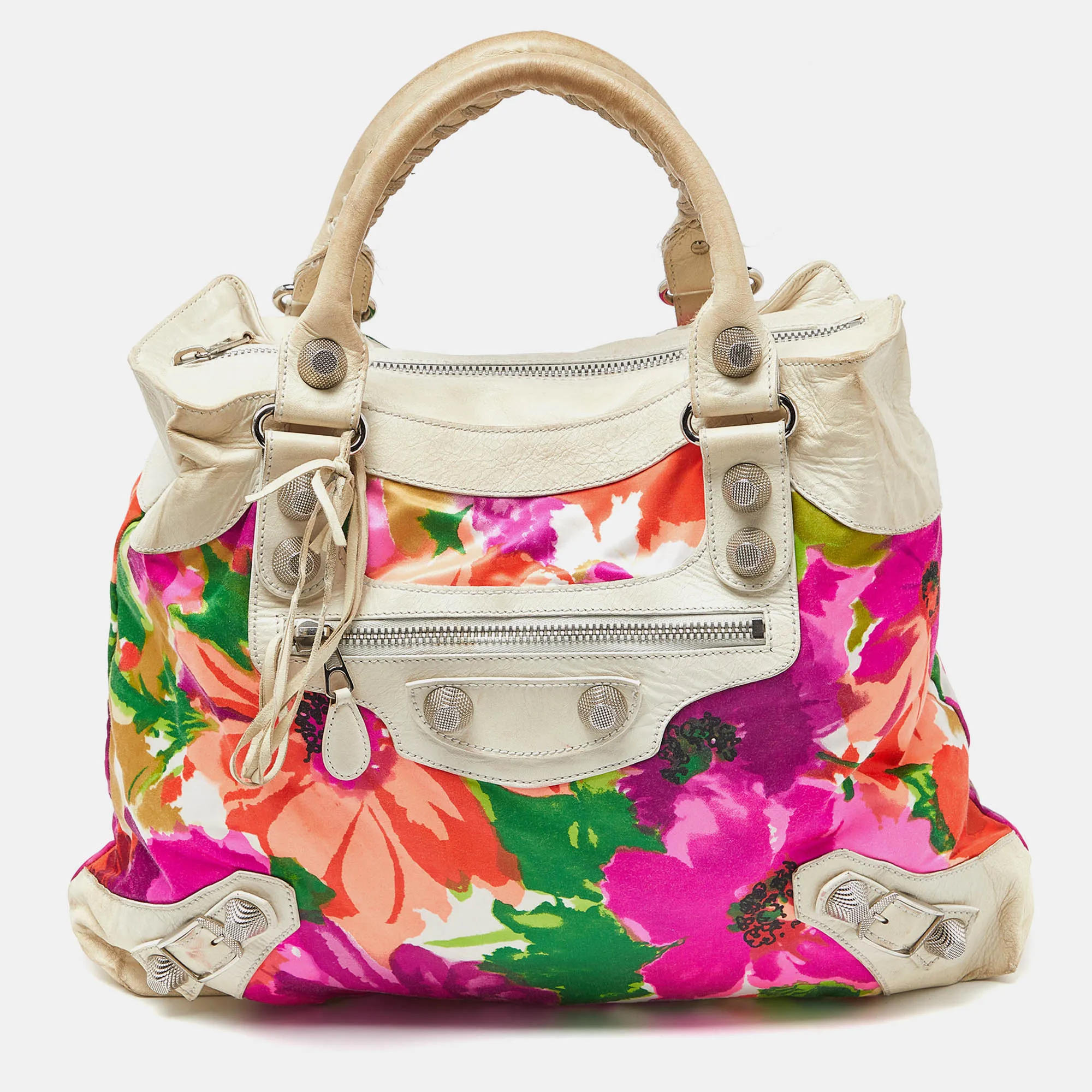 BALENCIAGA Multicolor Printed Nylon and Leather GSH Brief Bag