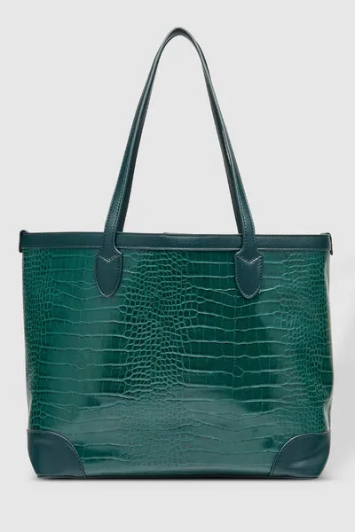 BEAUMONT TOTE BAG RECYCLED CROC GREEN