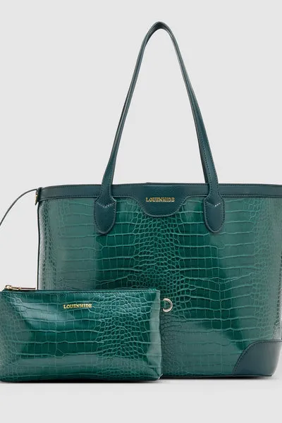 BEAUMONT TOTE BAG RECYCLED CROC GREEN