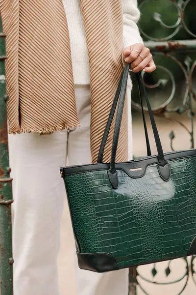 BEAUMONT TOTE BAG RECYCLED CROC GREEN