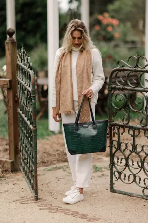 BEAUMONT TOTE BAG RECYCLED CROC GREEN