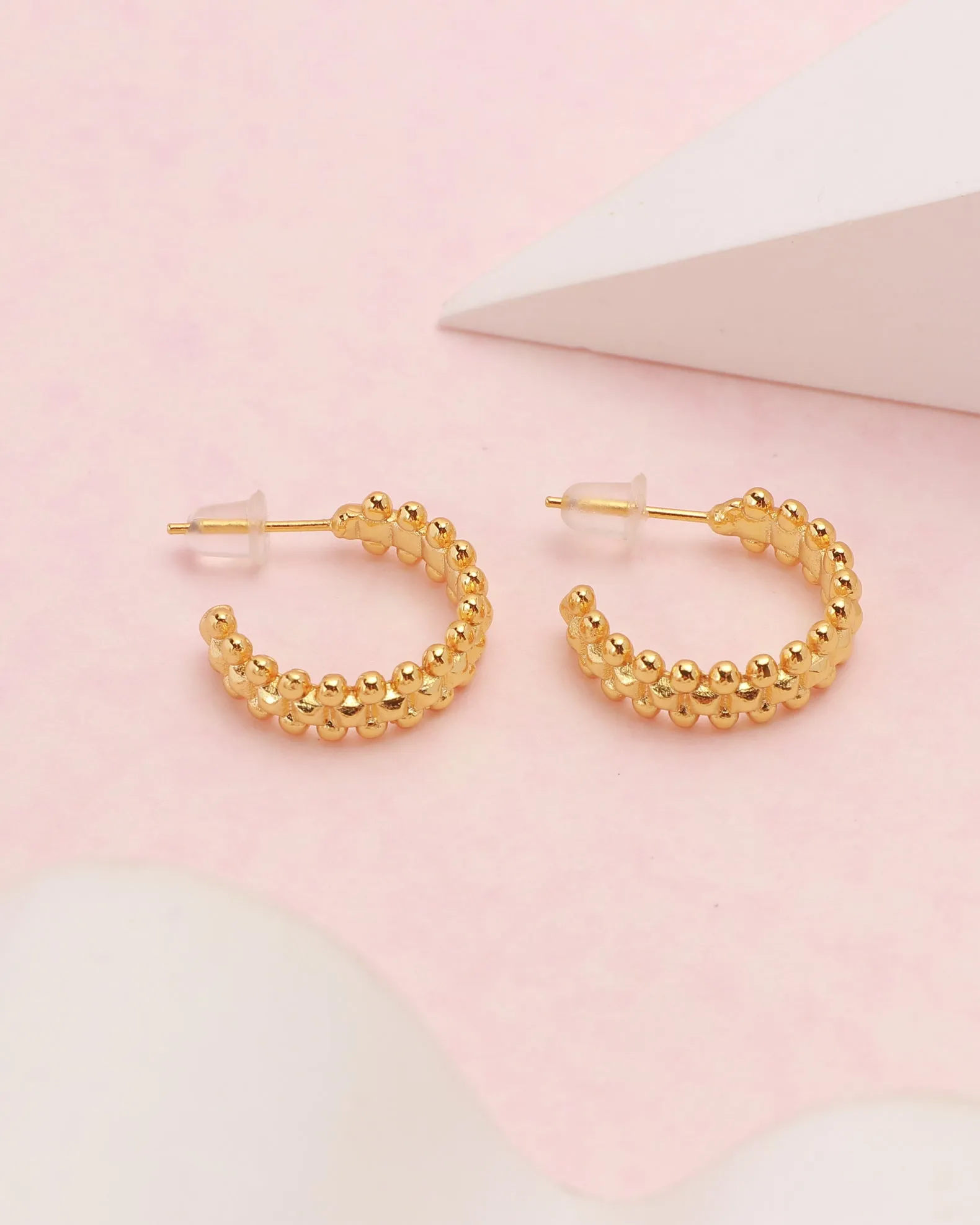 Betty Beaded Gold Cuff Hoop Earrings