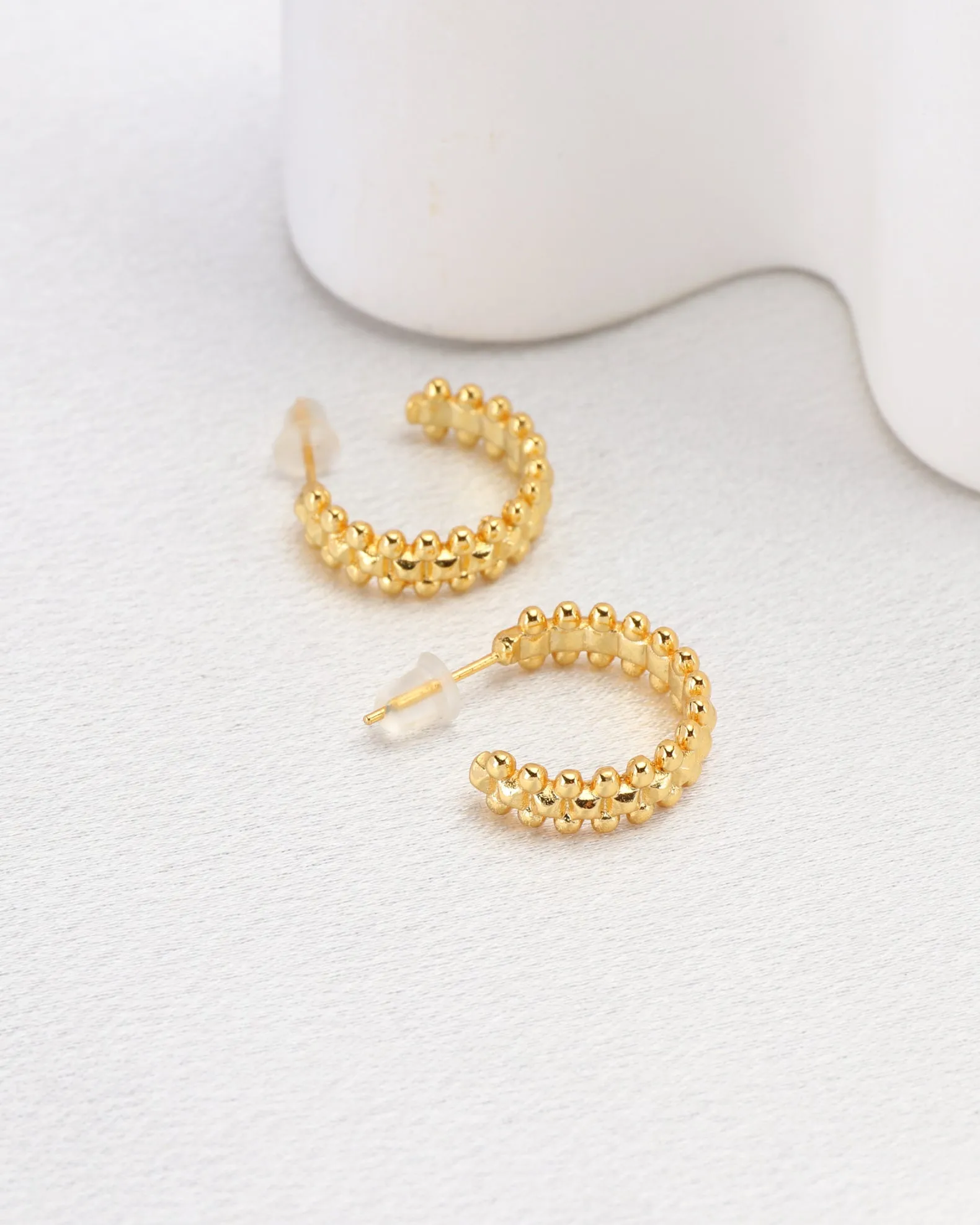 Betty Beaded Gold Cuff Hoop Earrings