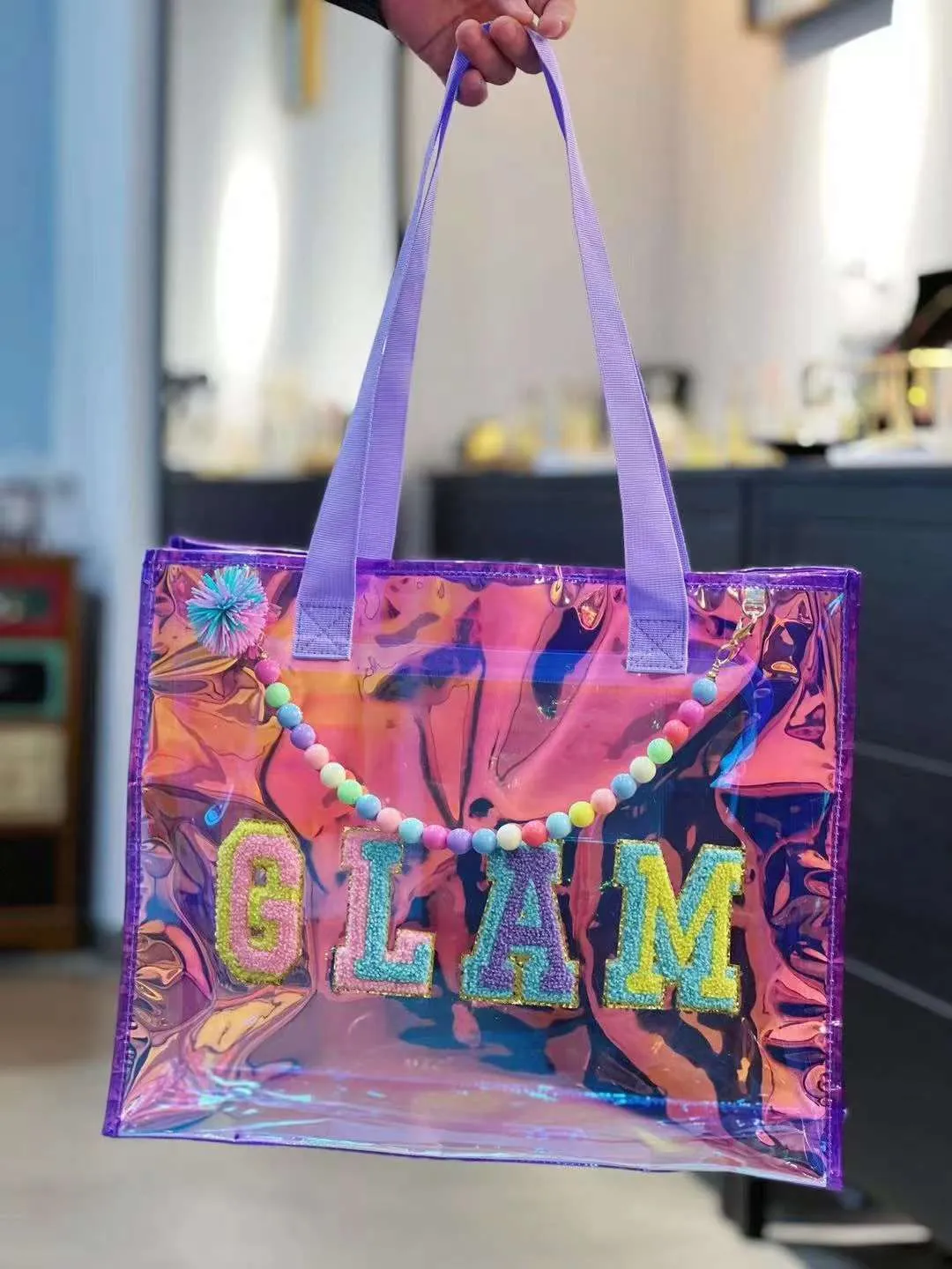 Big Holographic Multipurpose Shoulder Bag for Every Occasion (Purple)