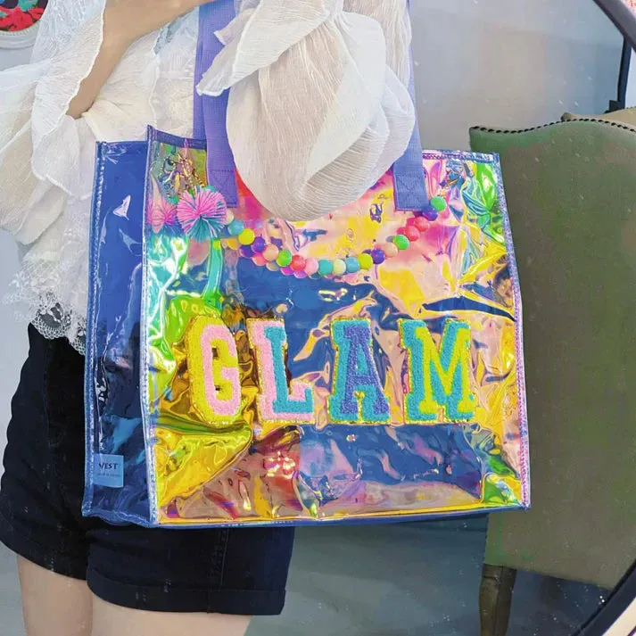 Big Holographic Multipurpose Shoulder Bag for Every Occasion (Purple)
