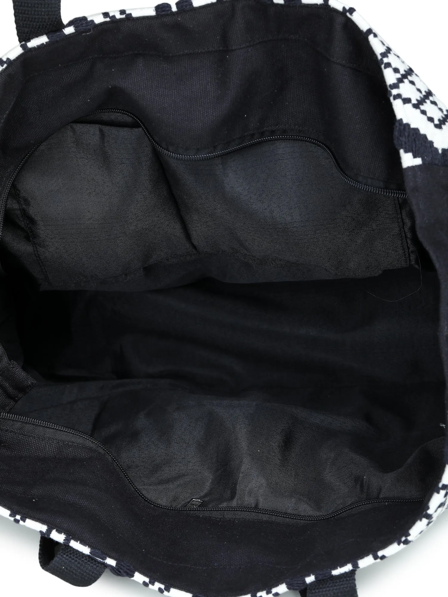 Black-white Hand Woven Tote Bag