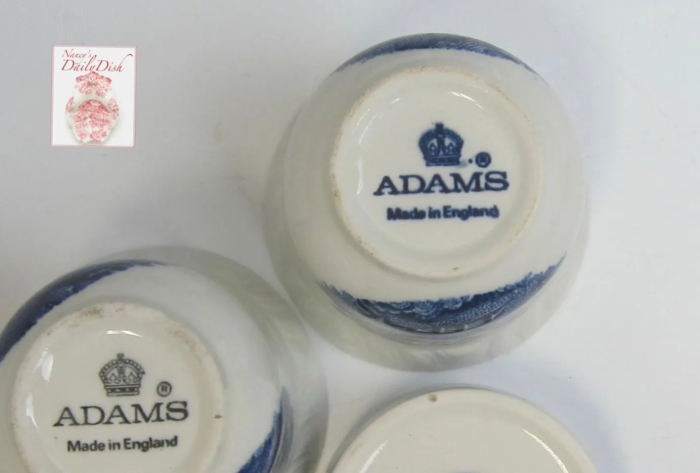 Blue Transferware Adams English Scenic Egg Cup Mini Vase