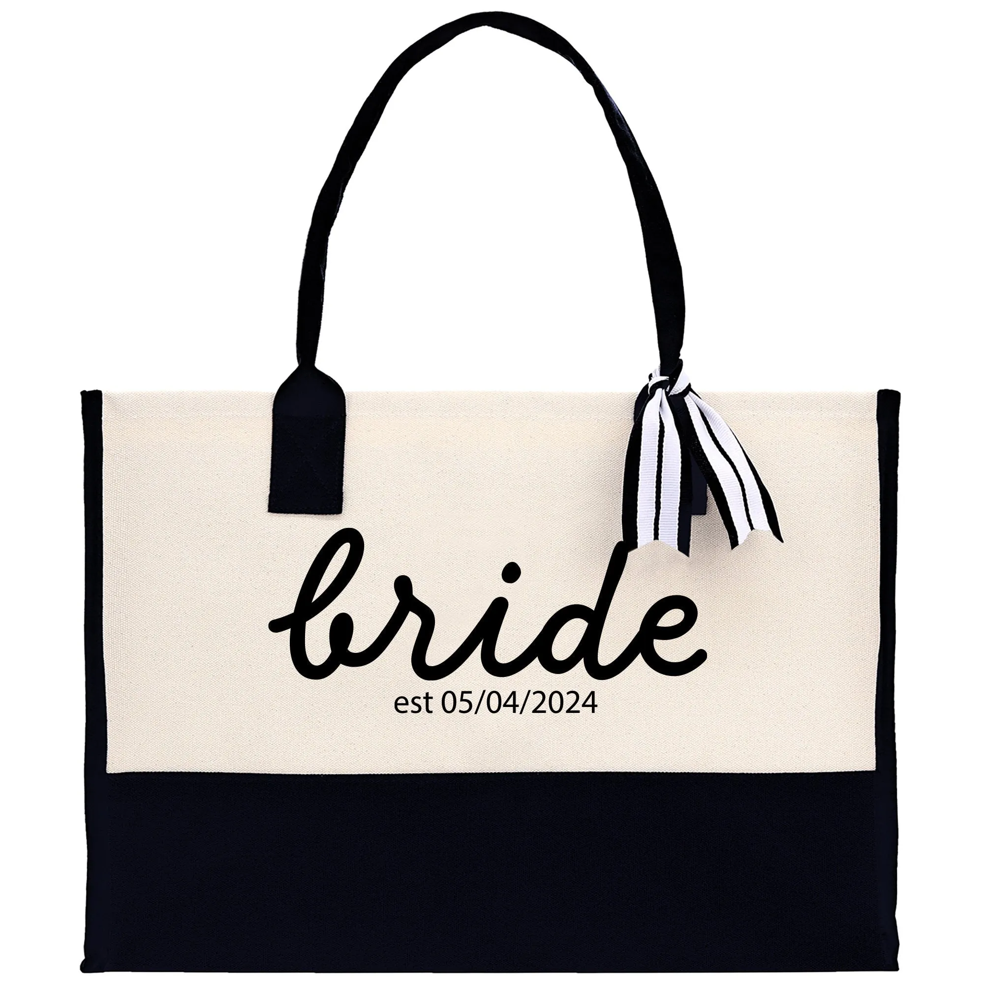 Bride Est Year Tote Bag Personalized Date Wedding Tote Bridal Shower Gift Set Honeymoon Gift Customized Wedding Gift Bridesmaid Gift