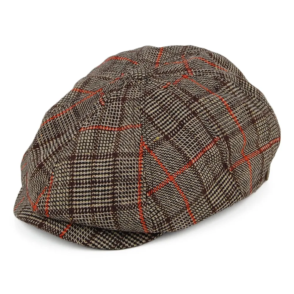 Brixton Hats Brood Lightweight Windowpane Newsboy Cap - Brown