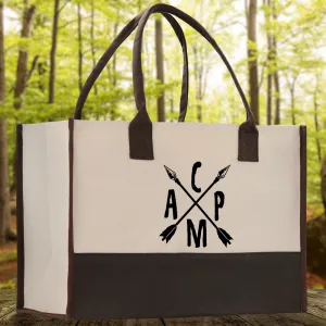 Camp Cotton Canvas Chic Tote Bag Camping Tote Camping Lover Gift Tote Bag Outdoor Tote Weekender Tote Camper Tote Multipurpose Tote