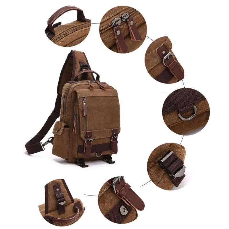 Canvas Chest Bag For Outdoor Travel Black