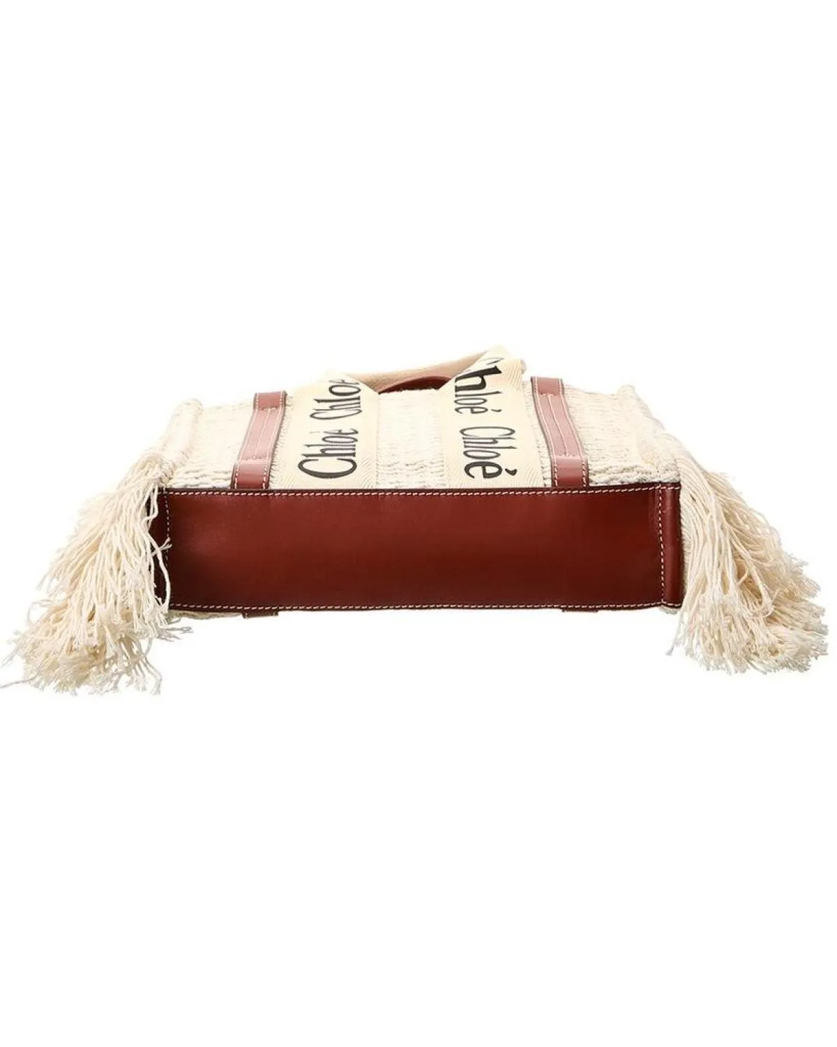 Chloé Woody Small Leather-Trim Tote (Authentic Pre-Owned)