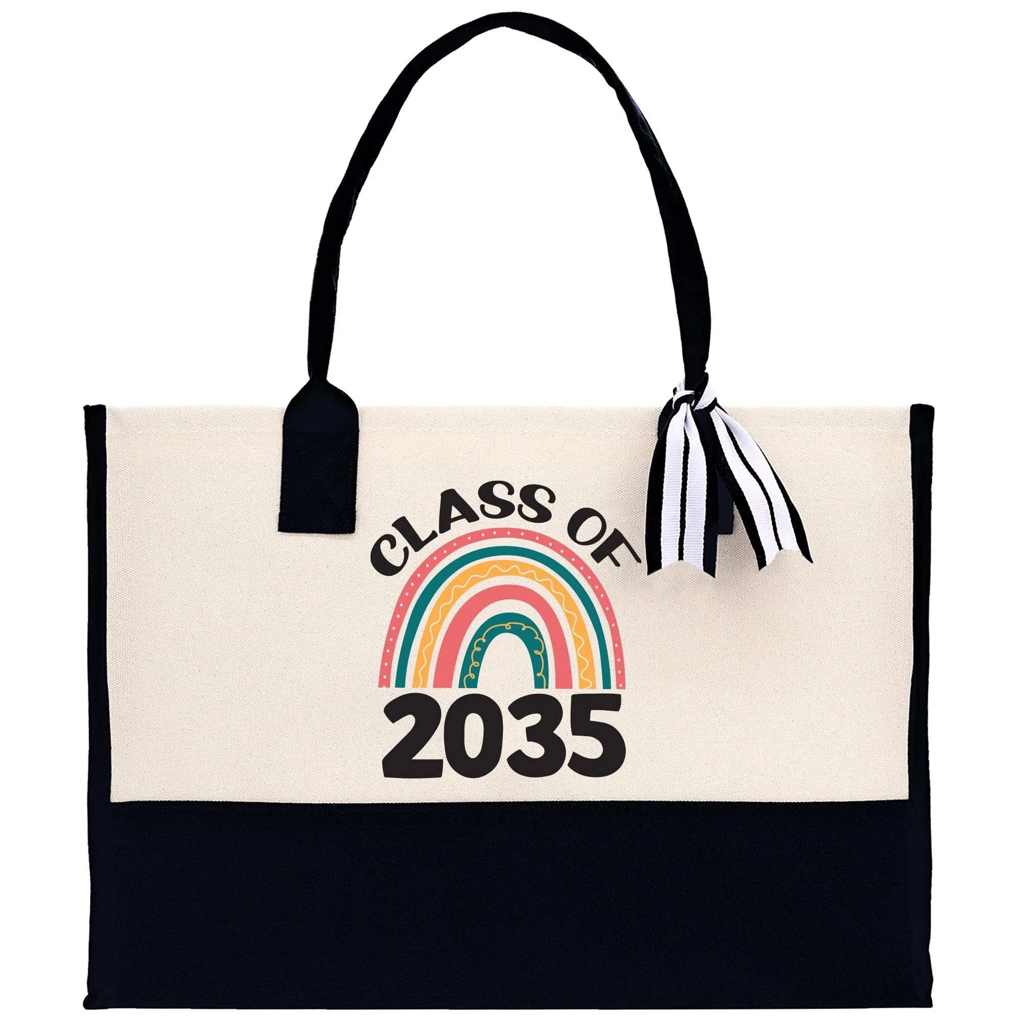 Class of 2035 Rainbow Cotton Canvas Tote Bag Graduation Gift Bag Last Day of School Pre-Kindergarten Tote Bag First Day of School Bag