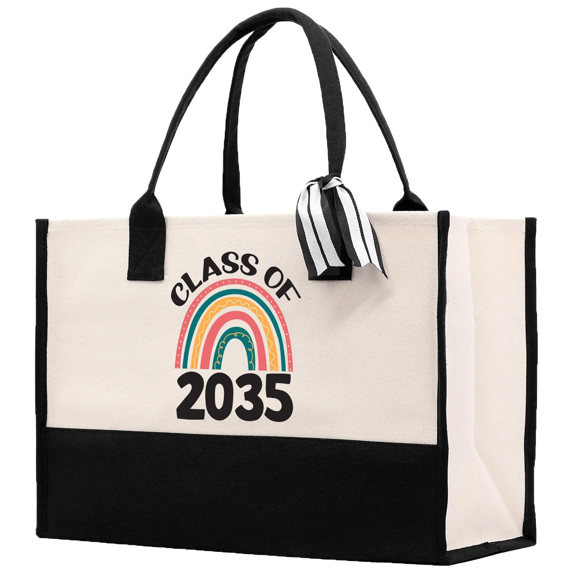 Class of 2035 Rainbow Cotton Canvas Tote Bag Graduation Gift Bag Last Day of School Pre-Kindergarten Tote Bag First Day of School Bag
