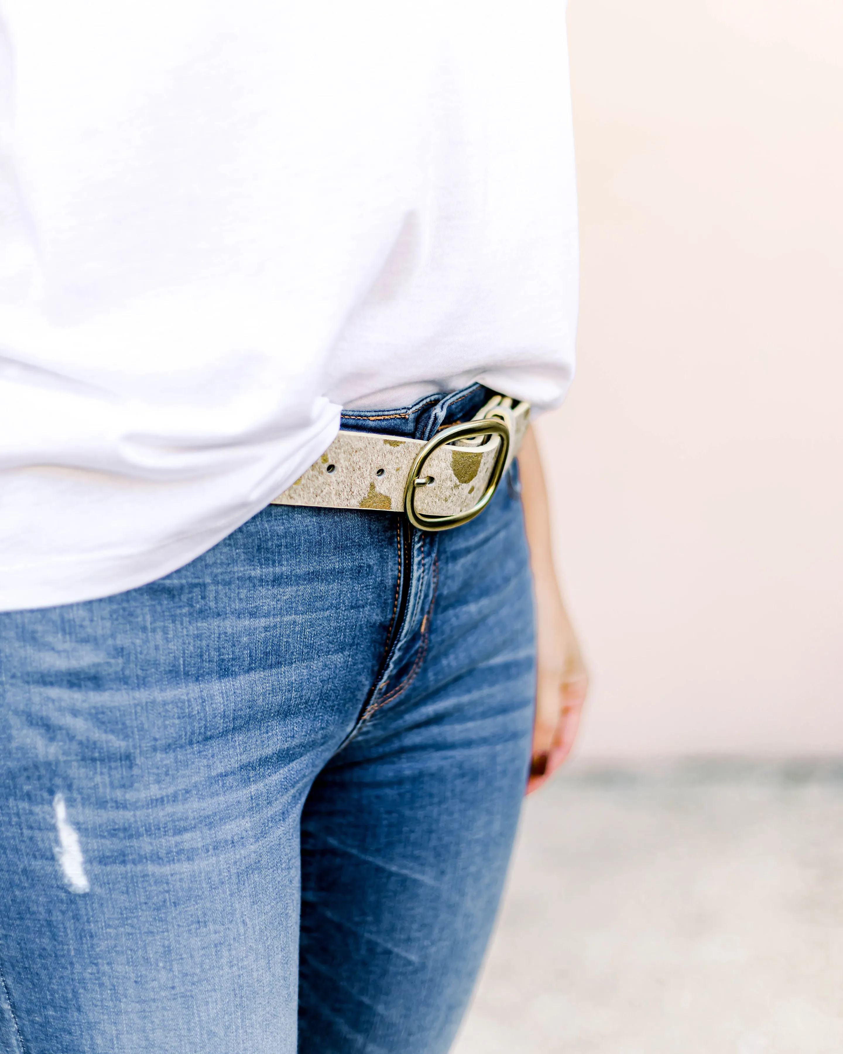 Cow Hide Belt- Gold