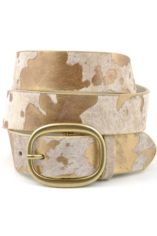 Cow Hide Belt- Gold