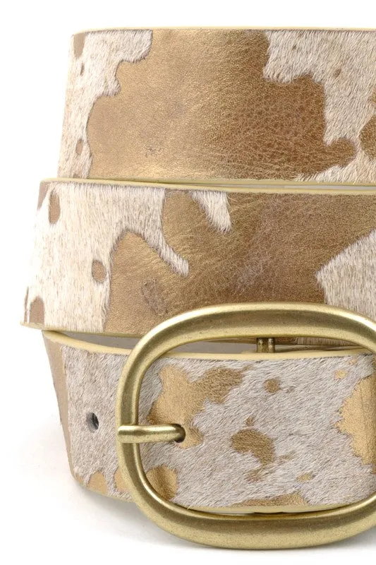 Cow Hide Belt- Gold
