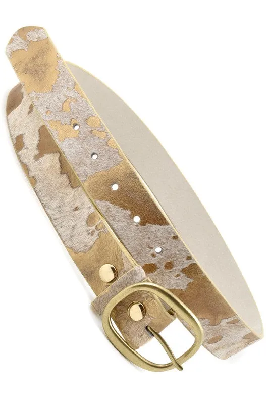 Cow Hide Belt- Gold