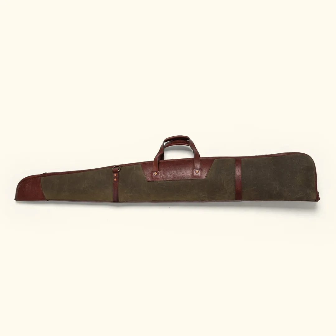 Dakota Waxed Canvas Shotgun Case | Green w/ Dark Briar Leather