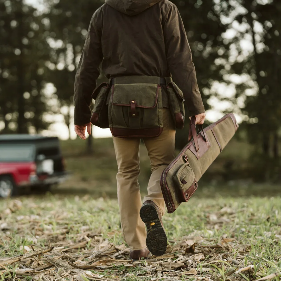 Dakota Waxed Canvas Shotgun Case | Green w/ Dark Briar Leather