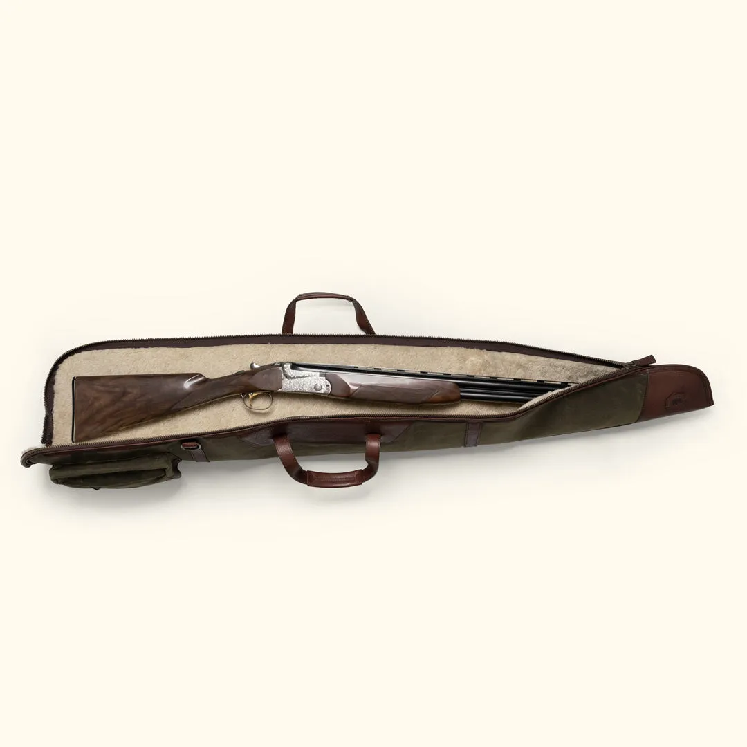 Dakota Waxed Canvas Shotgun Case | Green w/ Dark Briar Leather