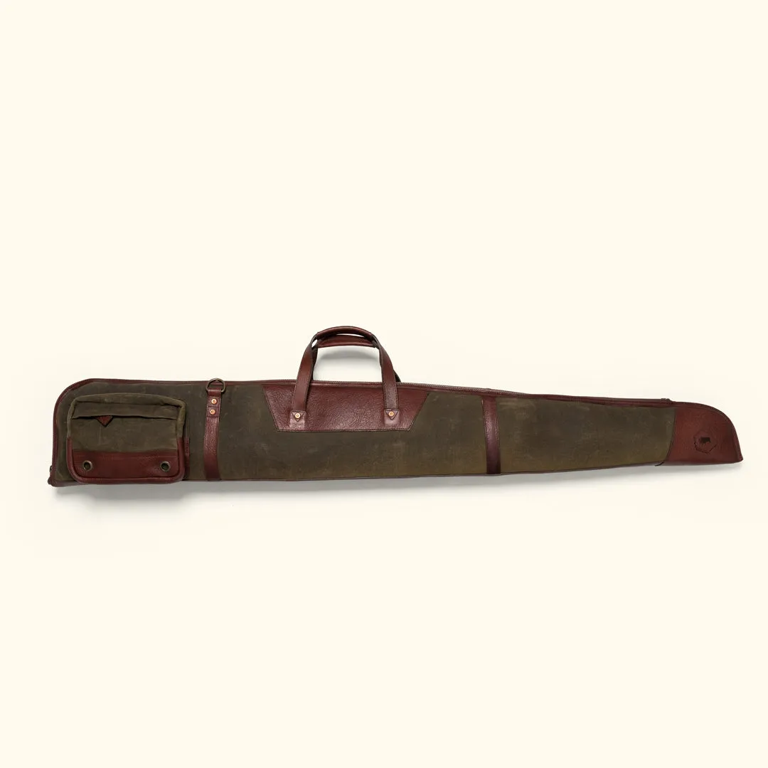 Dakota Waxed Canvas Shotgun Case | Green w/ Dark Briar Leather