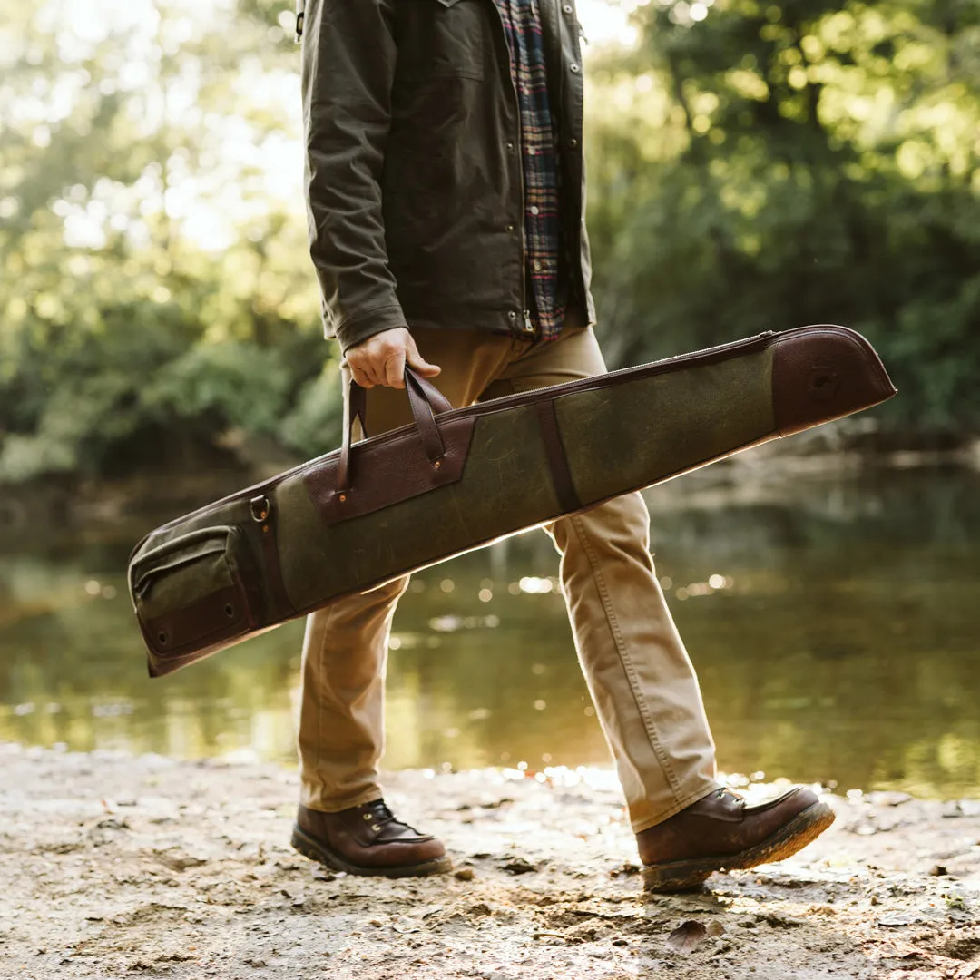 Dakota Waxed Canvas Shotgun Case | Green w/ Dark Briar Leather