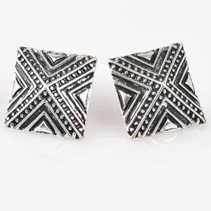 Dance of the Pyramids Silver Post Earrings