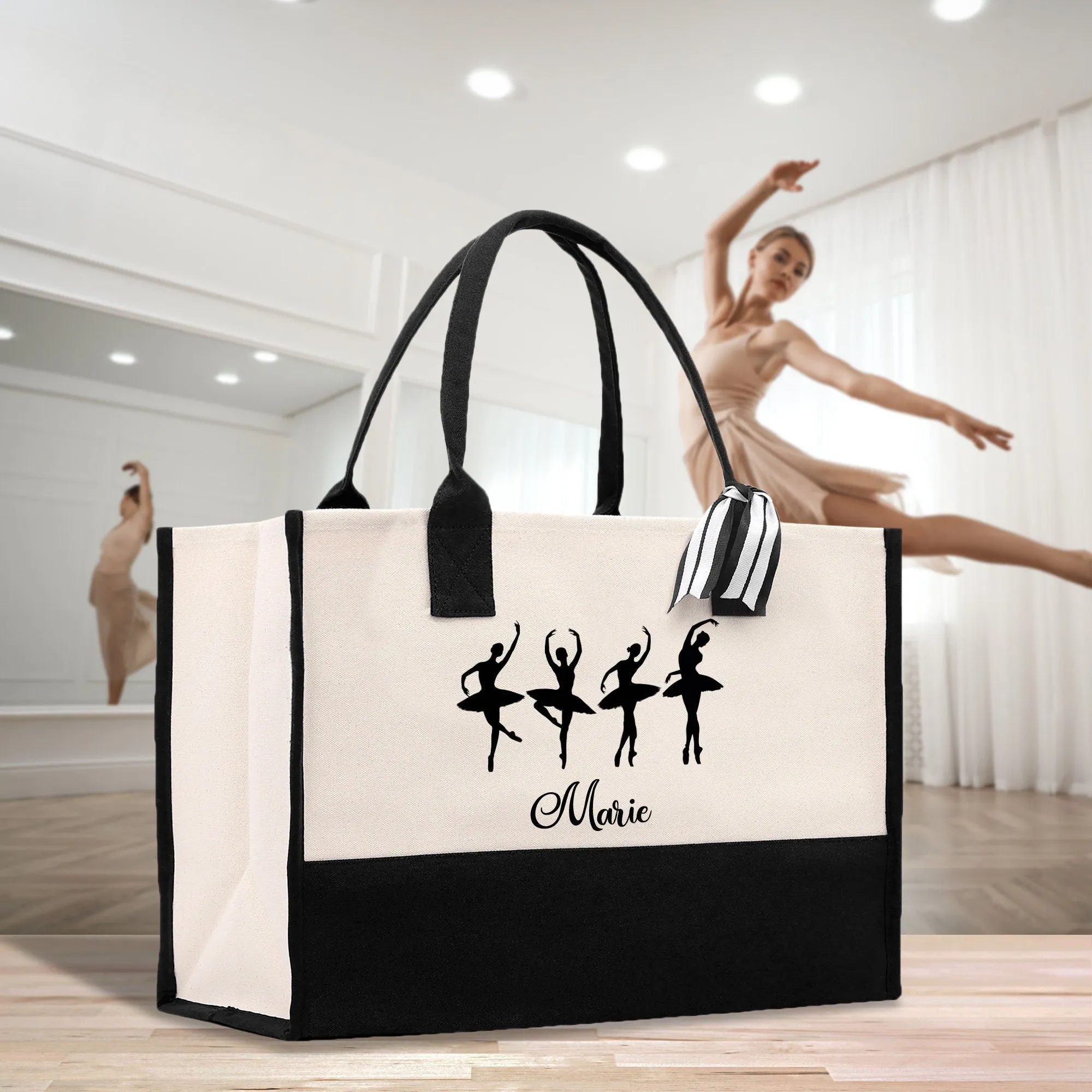 Dance Personalized Tote Bag Ballet Bag Gymnastic Bag Ballerina Bag Custom Dancer Gift Dance Teacher Gift Dance Student Bag (DPTB1002)