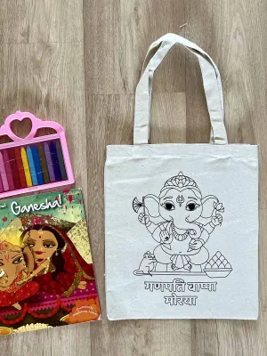 DIY Colouring Lord Ganesha Tote Bag
