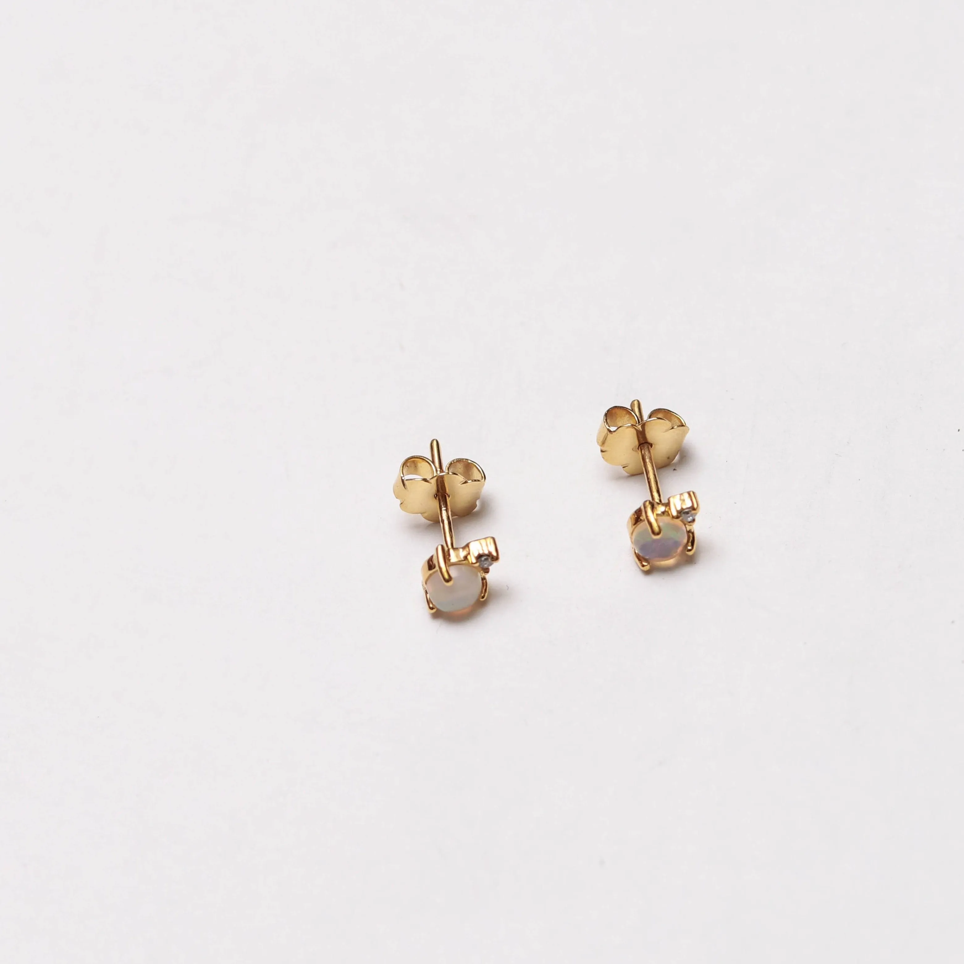 Dots Diamond & Stone Earrings, Solid 14k Gold