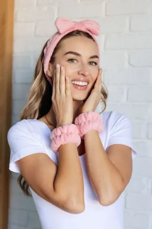 Effortless Days Stretchy Headband & Wristband Set in Heathered Pink - 11/15