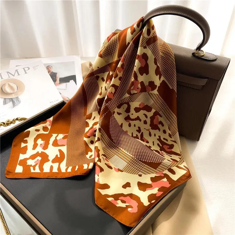 Elegant Leopard Print Silk-like Scarf: Elevate Your Style Game