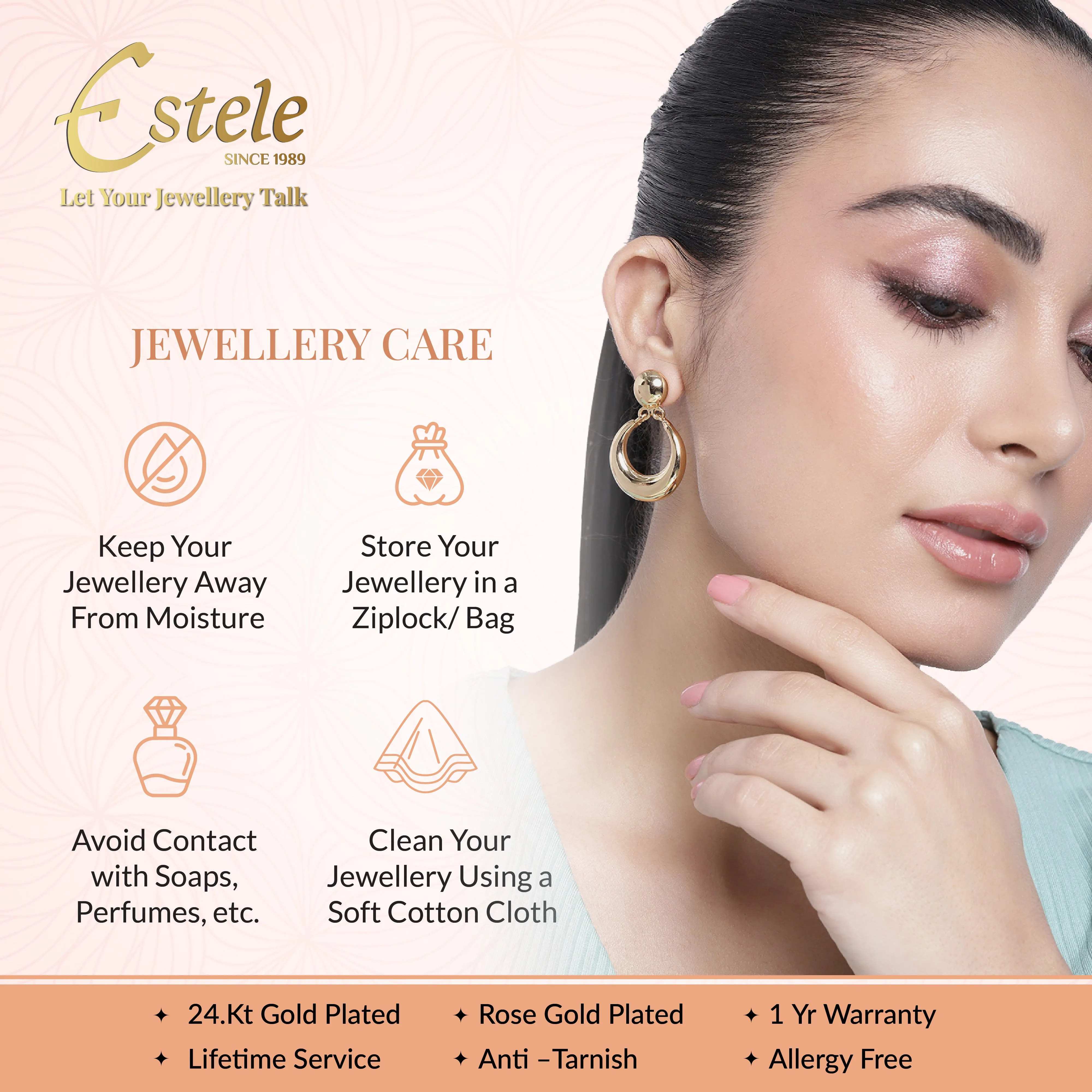 Estele Gold Plated Modern & Fancy Demifine Stud Earrings for Women